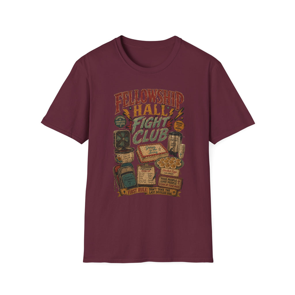 Fellowship Hall Fight Club T-Shirt — Vintage Church Game Night Tee