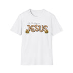 Jesus Leopard Print T-Shirt — "All My Hope Is In Jesus" Floral Faith Tee