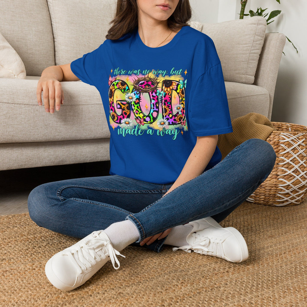 Floral 'God Made a Way' Christian Graphic T-Shirt