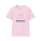 Covered in Grace T-Shirt — 'Running on Coffee, Slightly Unhinged but Saved' Christian Tee