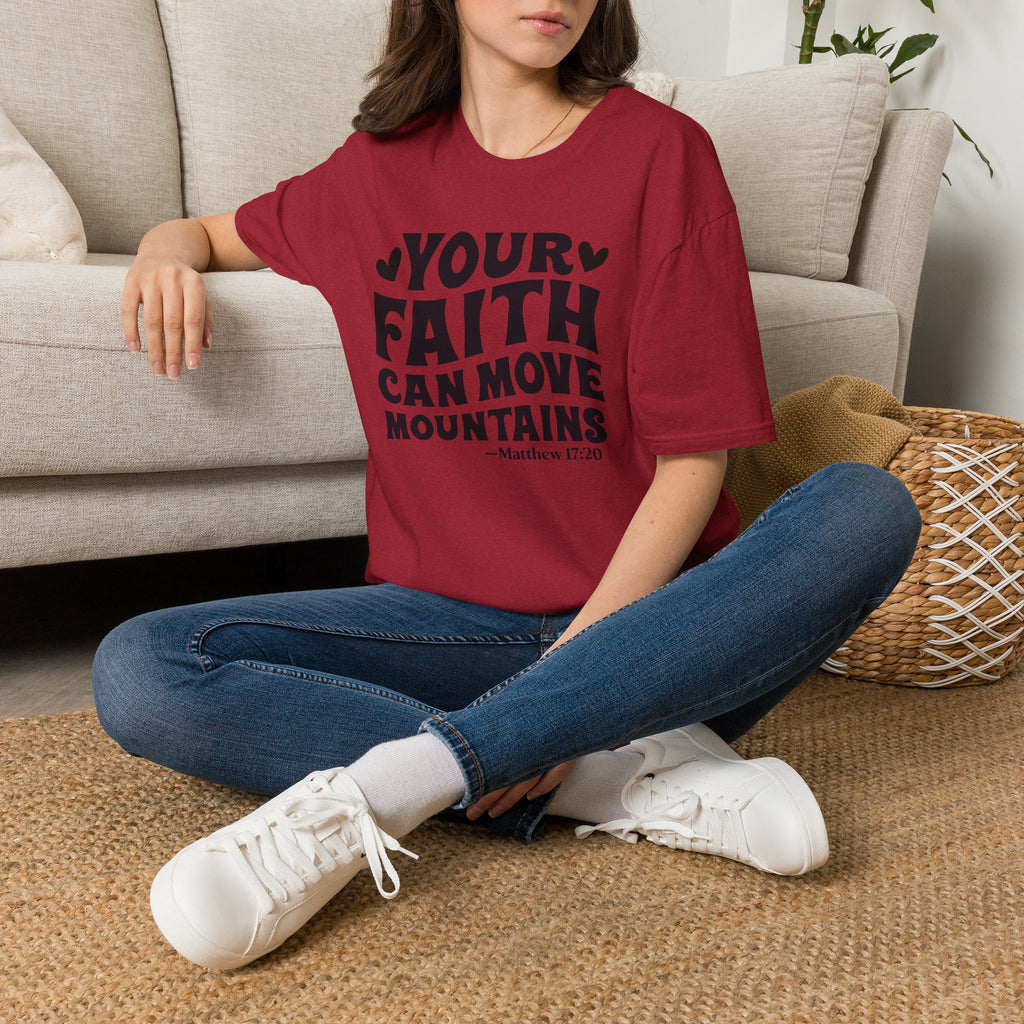 Your Faith Can Move Mountains T-Shirt — Inspirational Christian Tee (Matthew 17:20)