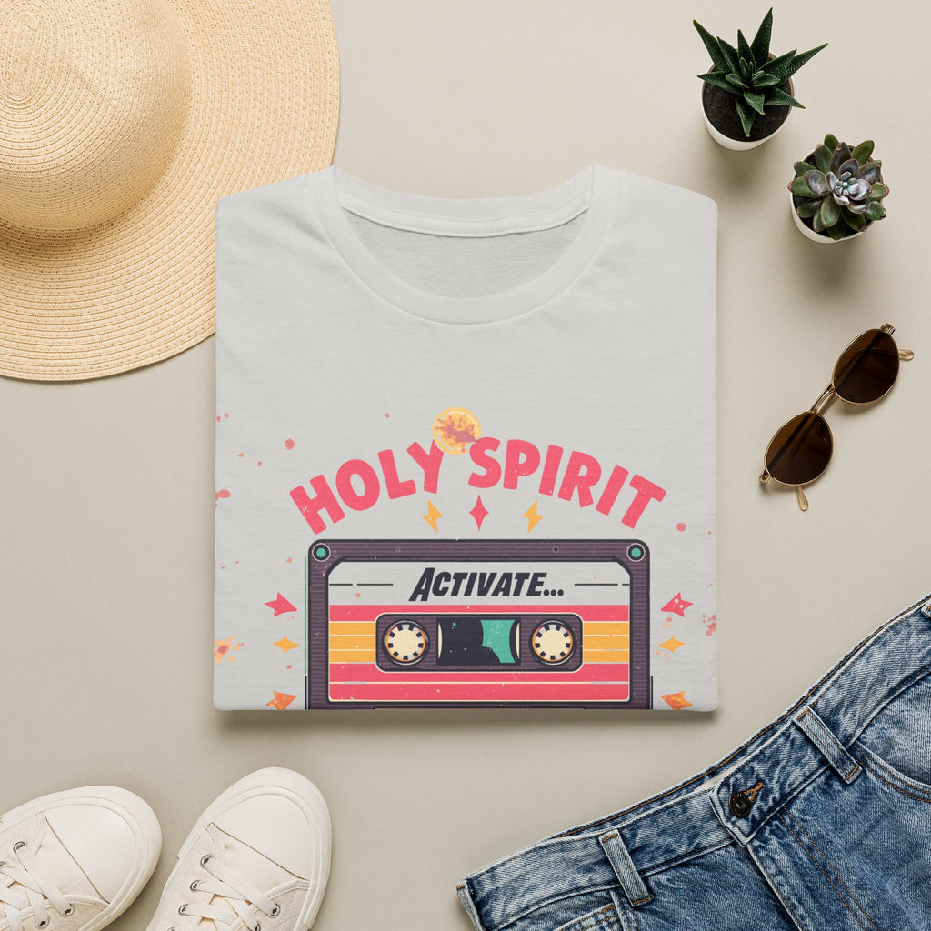 Holy Spirit Activate Slowly T-Shirt — Retro Cassette Christian Tee