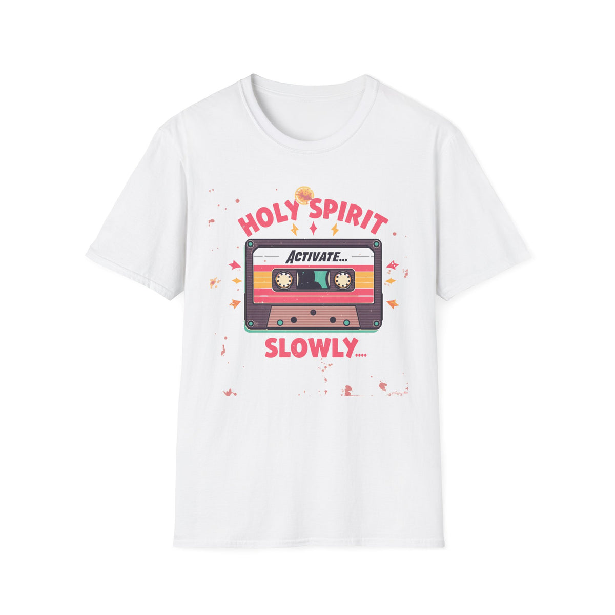 Holy Spirit Activate Slowly T-Shirt — Retro Cassette Christian Tee