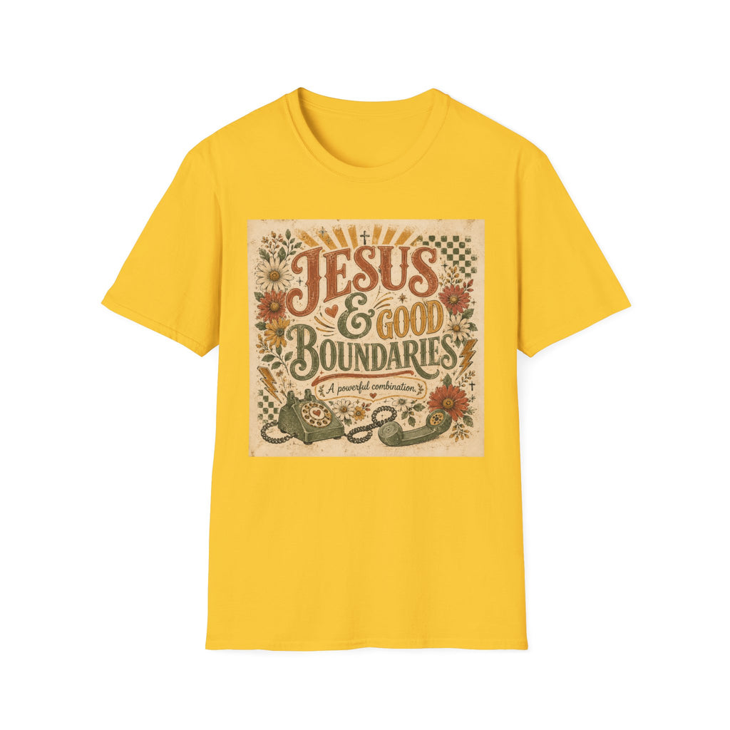 Jesus & Good Boundaries T-Shirt — Christian Faith Tee with Vintage Floral Design