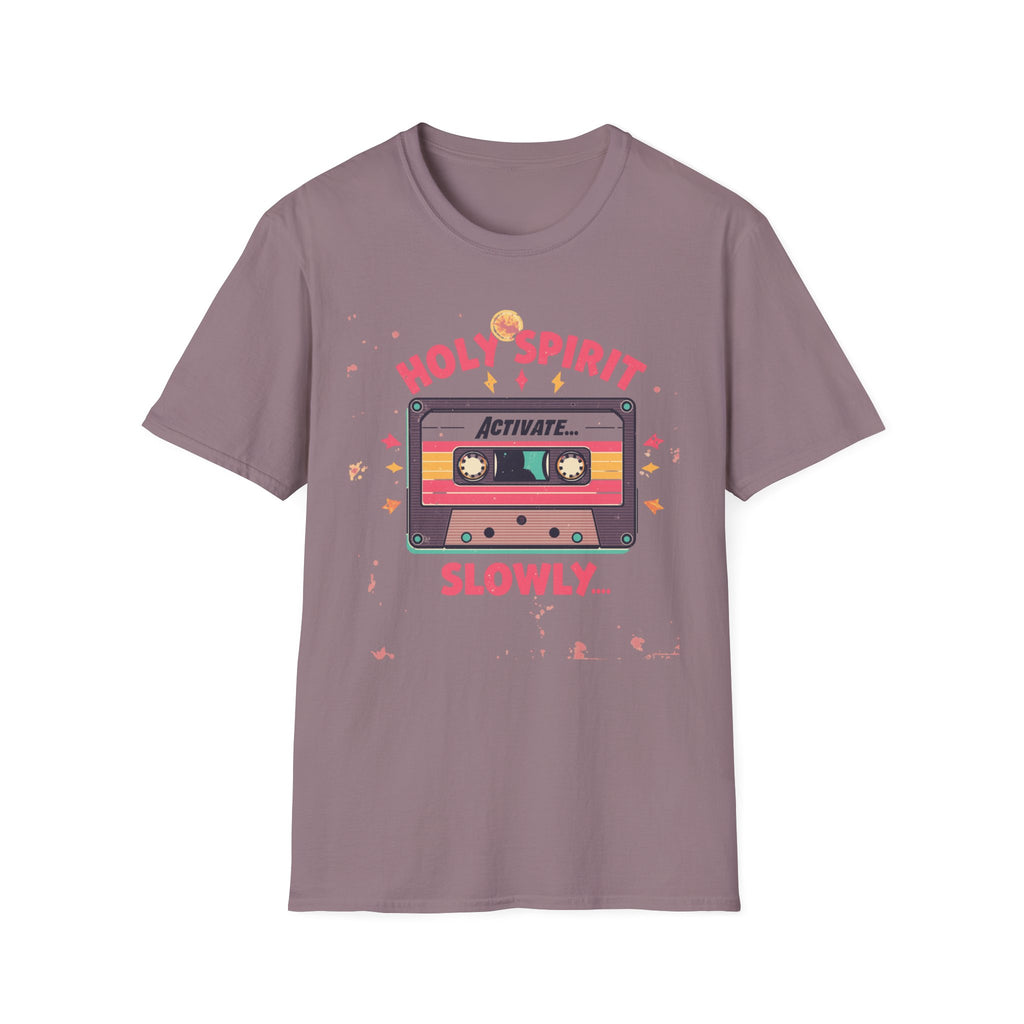 Holy Spirit Activate Slowly T-Shirt — Retro Cassette Christian Tee