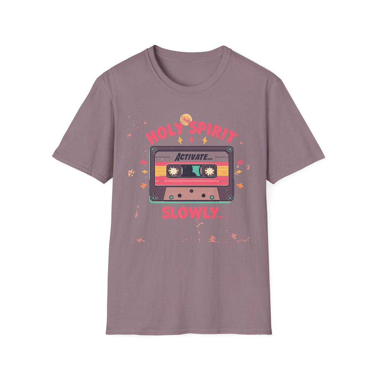 Holy Spirit Activate Slowly T-Shirt — Retro Cassette Christian Tee