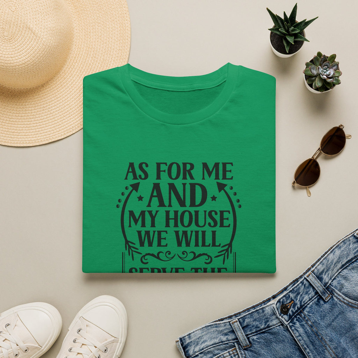Christian Faith T-Shirt — "As For Me And My House We Will Serve The Lord" Scripture Tee