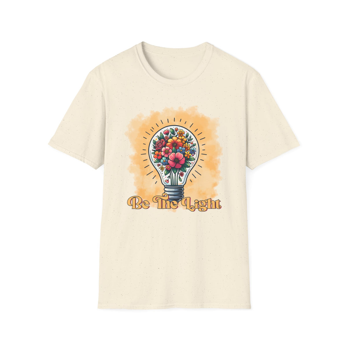 Be The Light Graphic T-Shirt — Floral Lightbulb Inspirational Tee