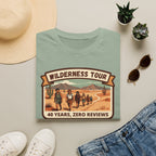 Wilderness Tour T‑Shirt — "40 Years, Zero Reviews" Vintage Desert Adventure Tee
