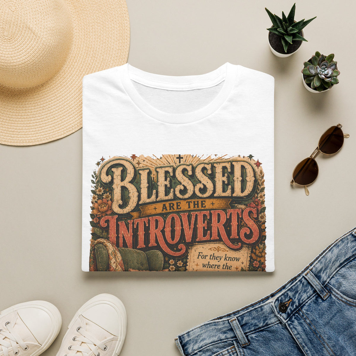 Blessed Are the Introverts T-Shirt — Cozy Vintage Introvert Tee