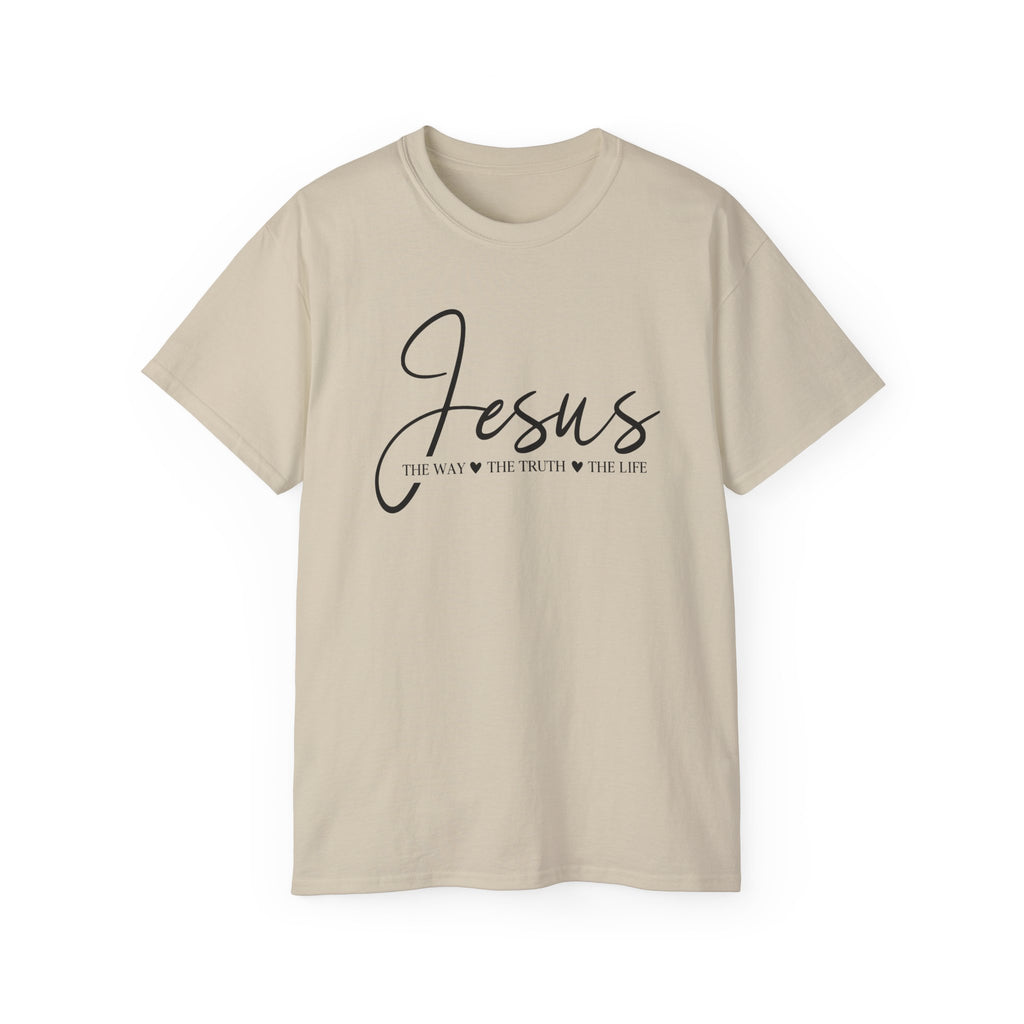 Jesus Script Tee — "Jesus: The Way The Truth The Life" Christian Faith T-Shirt