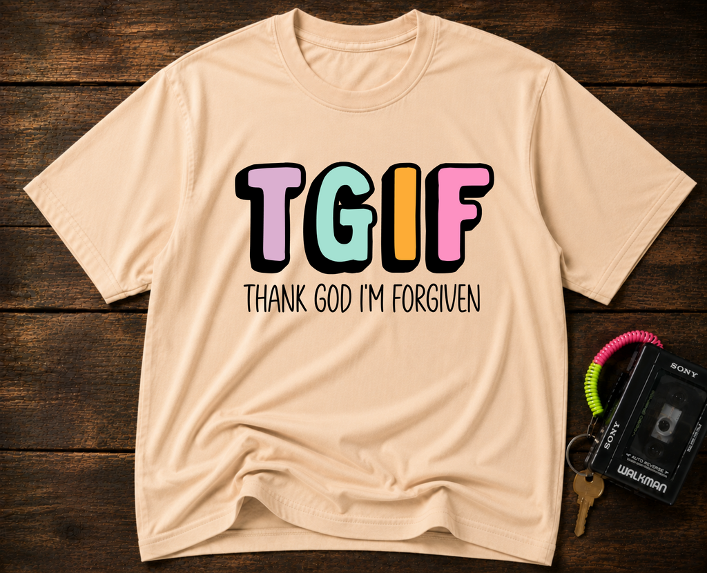 TGIF "Thank God I’m Forgiven" T-Shirt — Colorful Christian Faith Tee