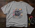 God Is So Much Bigger Than… T‑Shirt — Inspirational Christian Faith Tee with Cute Icons