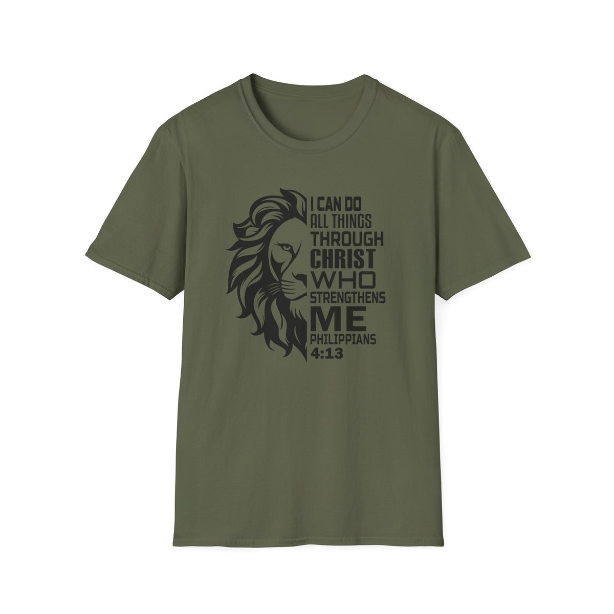 Philippians 4:13 Lion T-Shirt – "I Can Do All Things Through Christ" Christian Tee