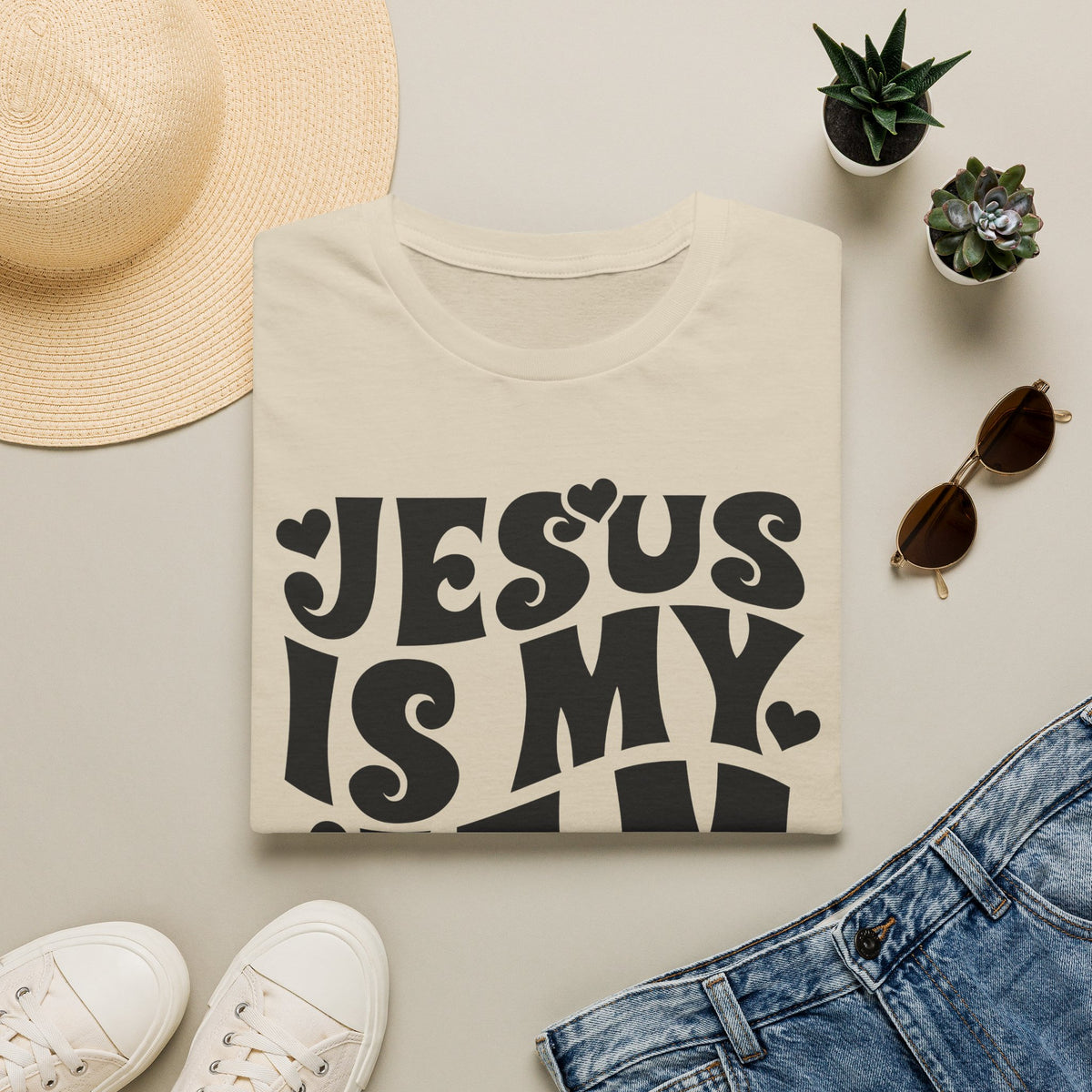 Jesus Is My Jam T-Shirt — Retro Heart Faith Tee