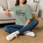 She Is Strong T-Shirt — Proverbs 31:25 Inspirational Christian Tee