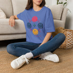 Faith Smiley Cross T-Shirt — Colorful Retro Smile Faces Graphic Tee