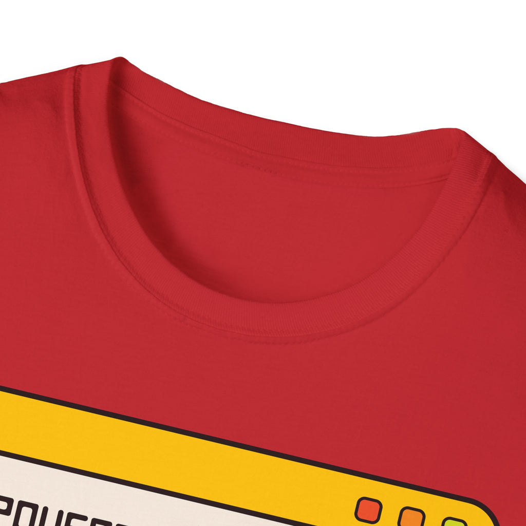 T-Shirt — "Powered by Jesus and Sarcasm" Graphic Tee