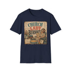 Church Lady Burnout T-Shirt — Vintage Funny Christian Humor Tee for Busy Church Volunteers