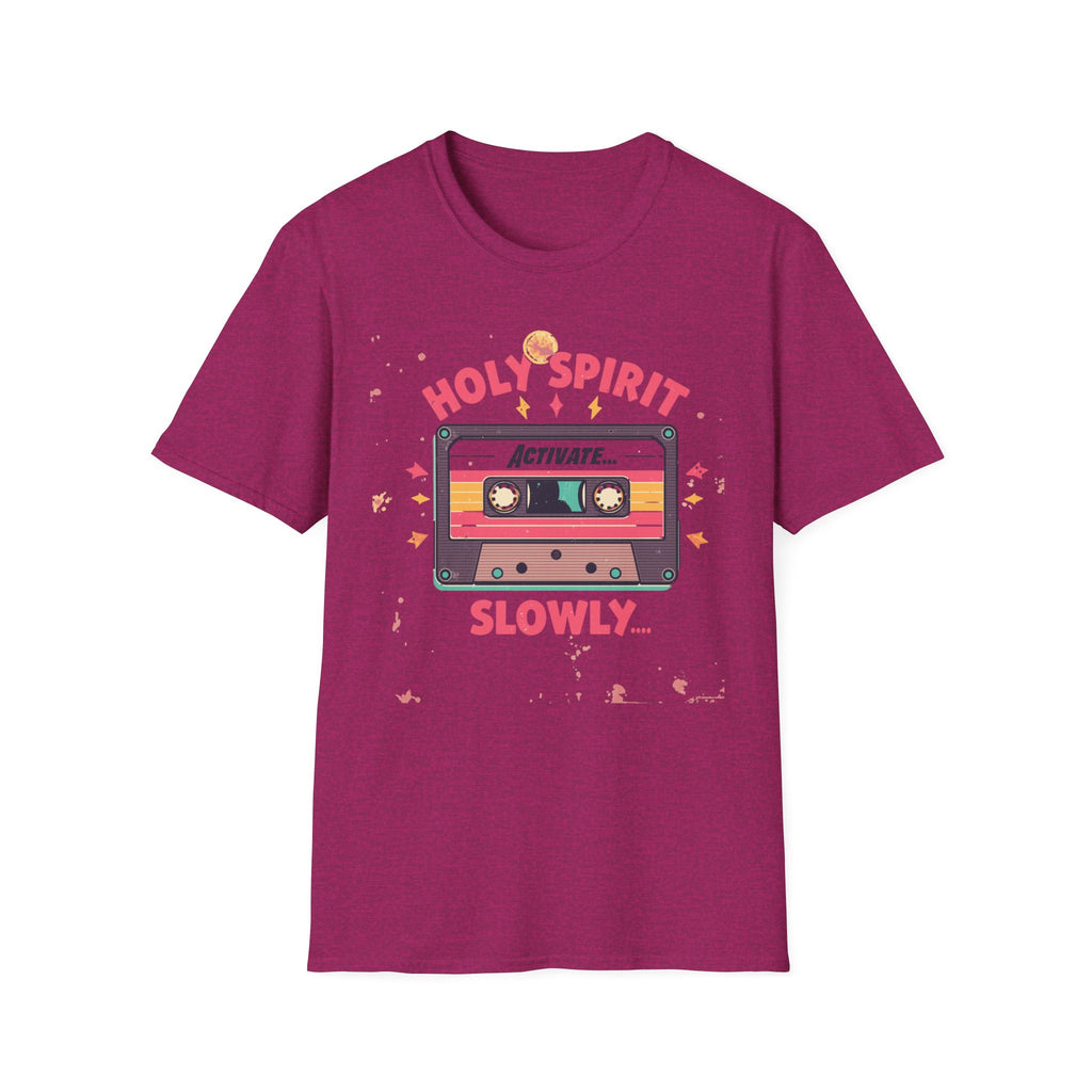 Holy Spirit Activate Slowly T-Shirt — Retro Cassette Christian Tee