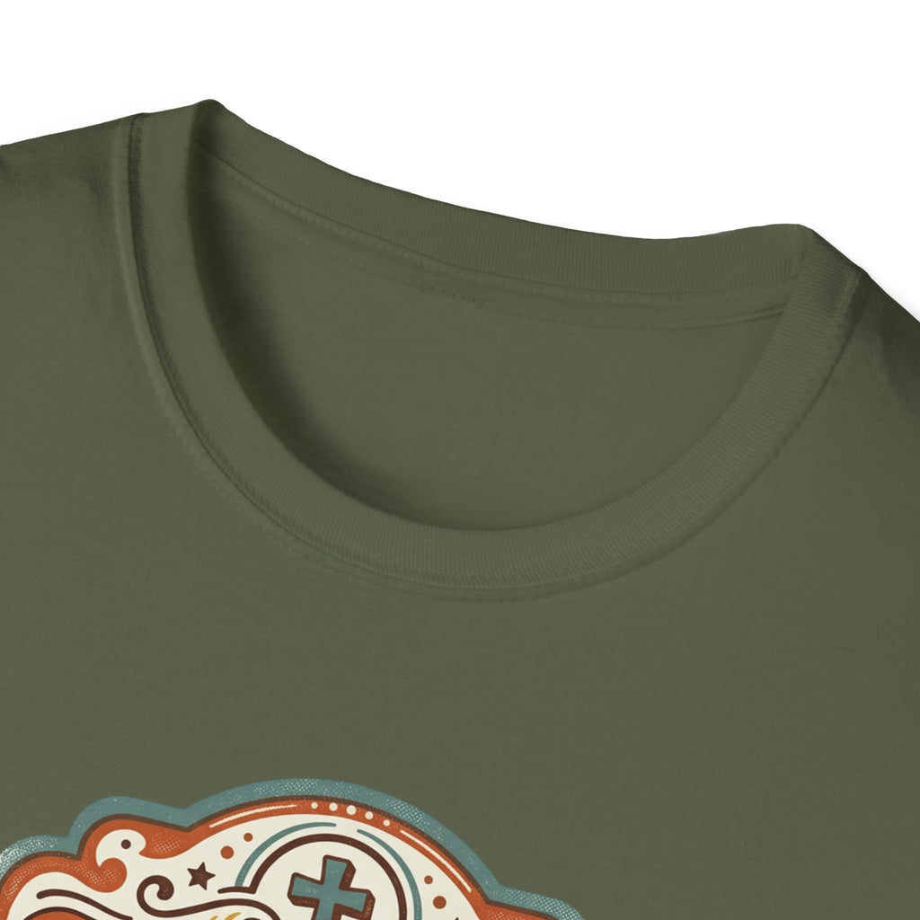 Christian T-Shirt — "Jesus Saves" Vintage Script Faith Tee