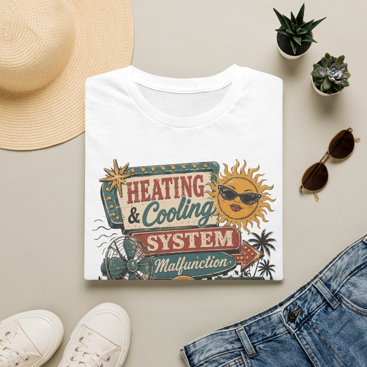Heating & Cooling System T-Shirt — Retro HVAC Vacation Vibes Tee