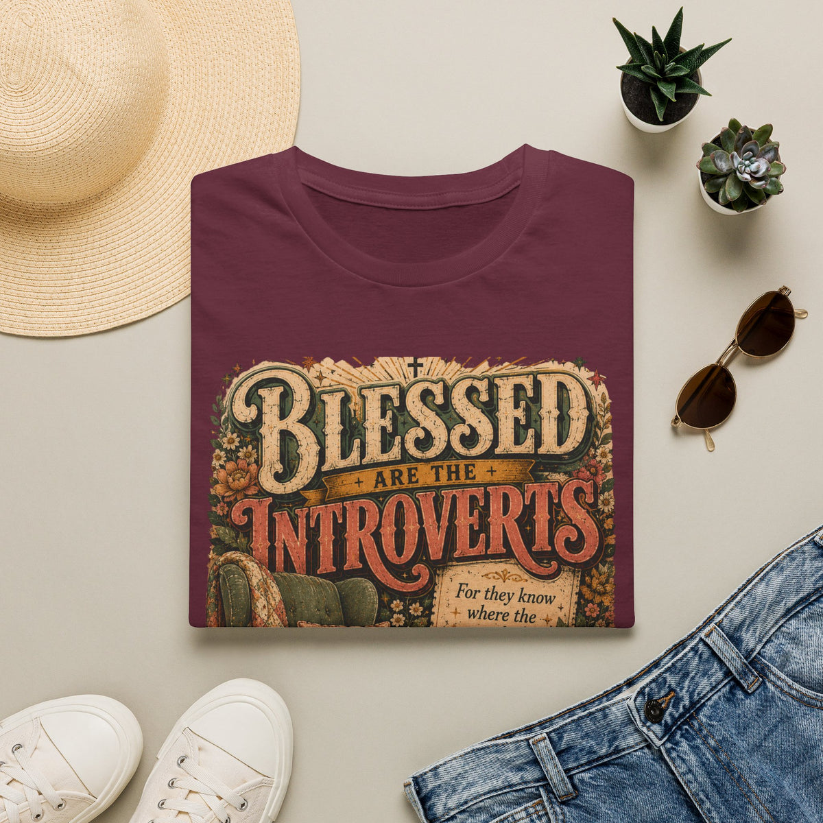 Blessed Are the Introverts T-Shirt — Cozy Vintage Introvert Tee