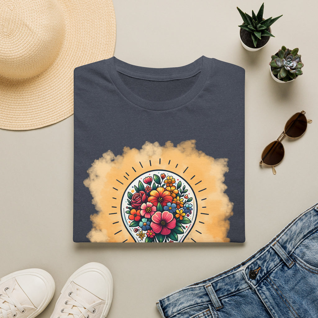 Be The Light Graphic T-Shirt — Floral Lightbulb Inspirational Tee