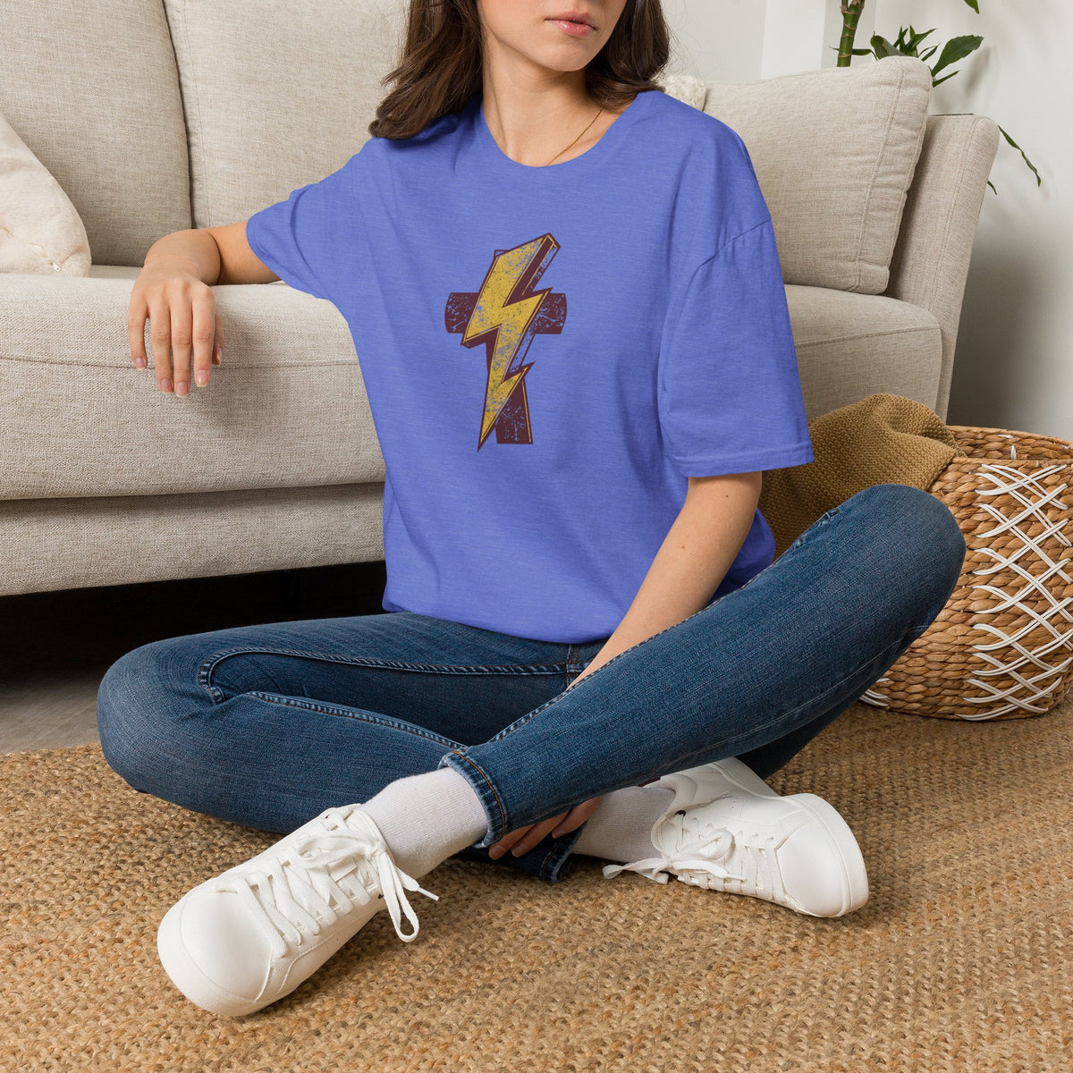 Vintage Lightning Bolt T-Shirt — Retro Distressed Yellow Bolt Tee