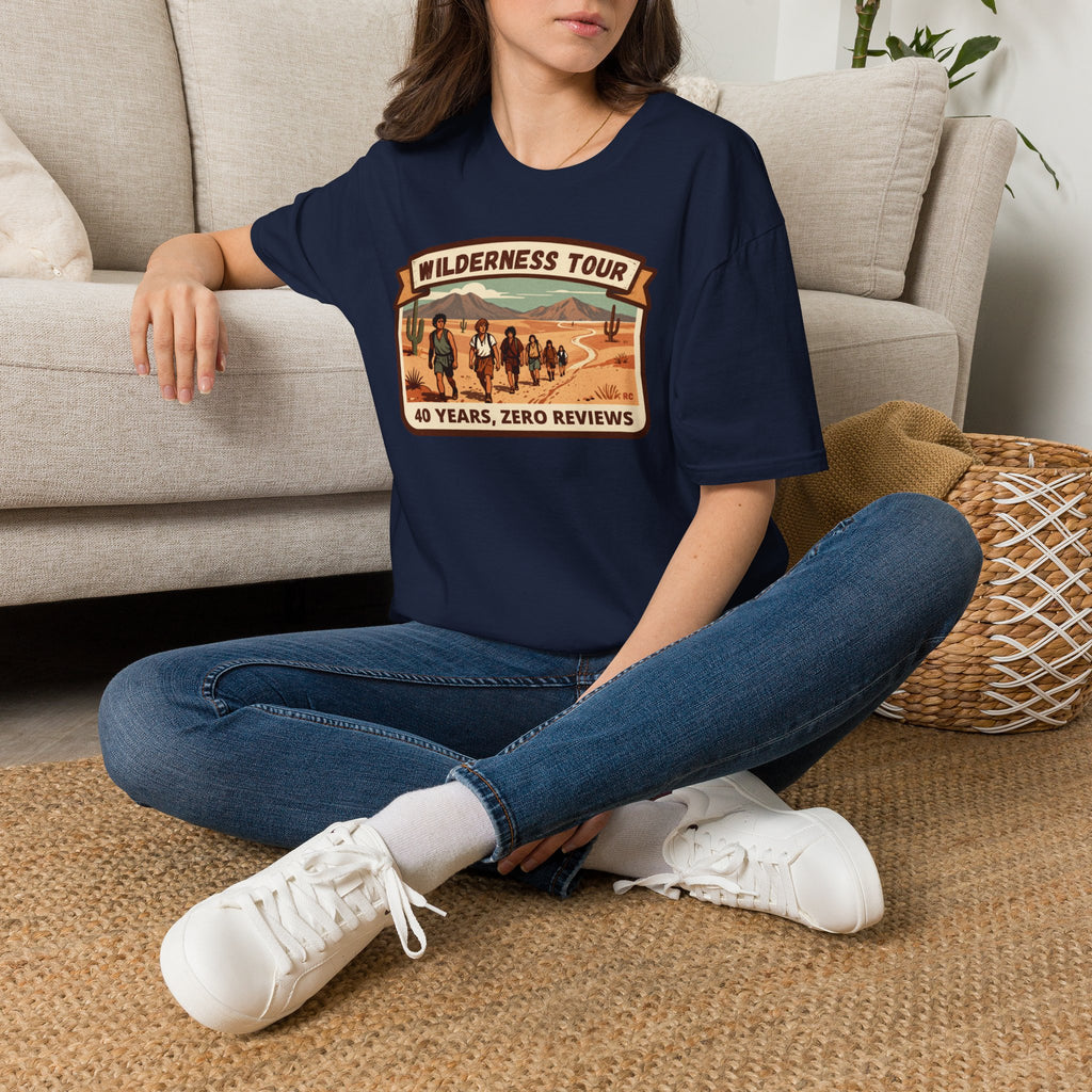 Wilderness Tour T‑Shirt — "40 Years, Zero Reviews" Vintage Desert Adventure Tee