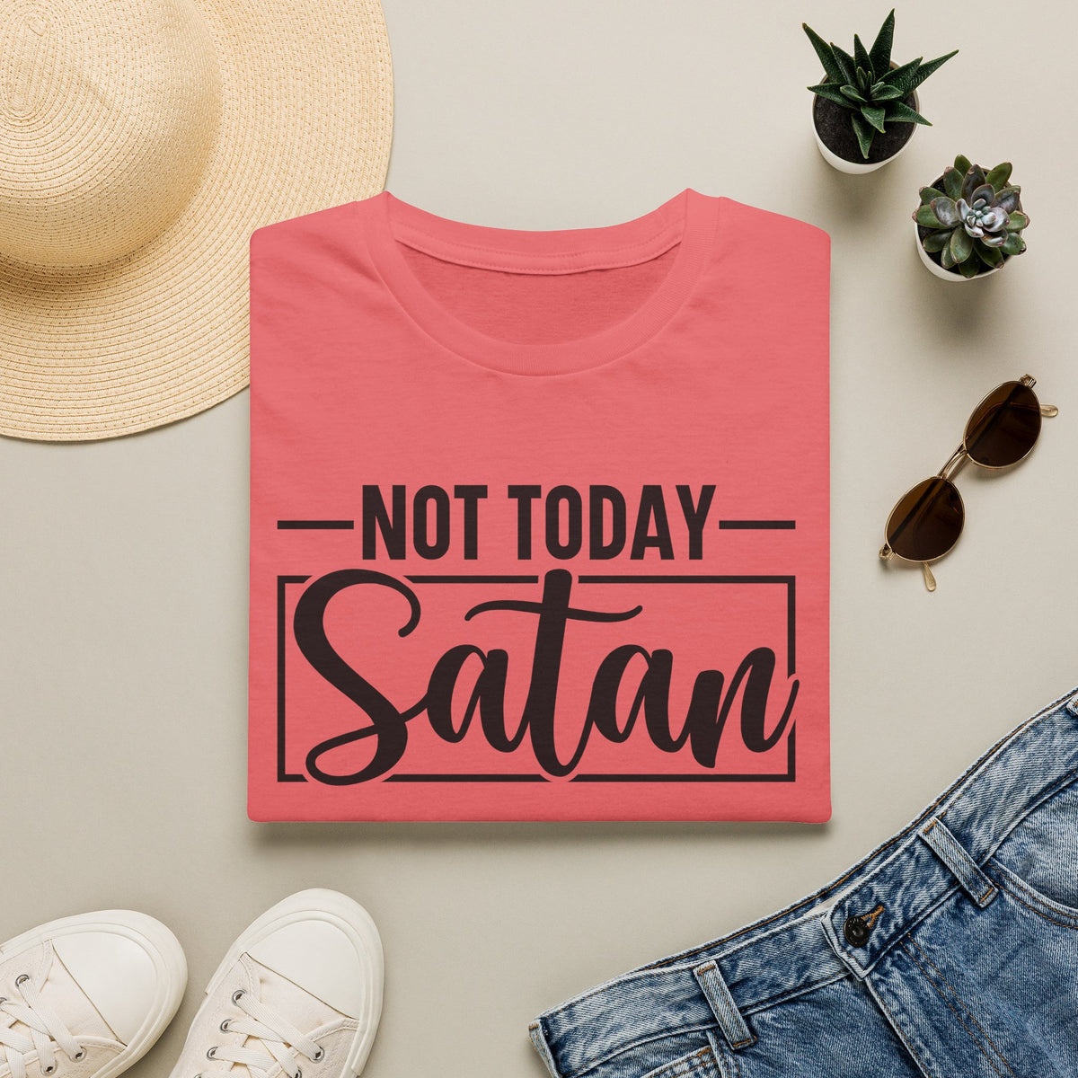 Not Today Satan T-Shirt — Funny Christian Faith Graphic Tee