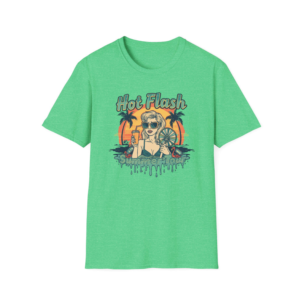 Hot Flash Summer Tour Retro Beach T-Shirt — Funny Menopause Graphic Tee