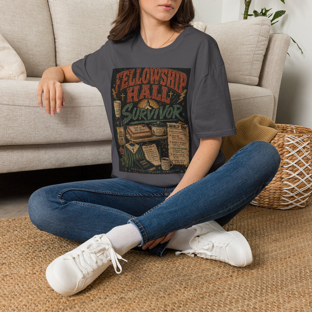 Fellowship Hall Survivor | Funny Church Life Graphic T-Shirt