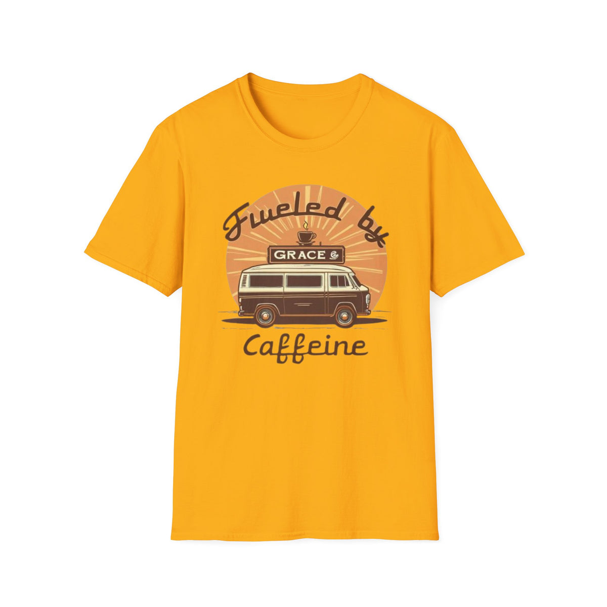 Fueled by Grace & Caffeine Van T-Shirt — Retro Coffee Roadtrip Tee