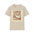 T-Shirt — “Lord, Give Me Patience (And Maybe More Coffee)” Vintage Coffee Tee