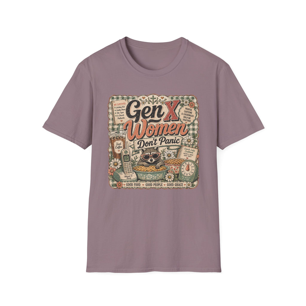 Gen X Women Don't Panic T-Shirt — Retro Raccoon Vintage Graphic Tee