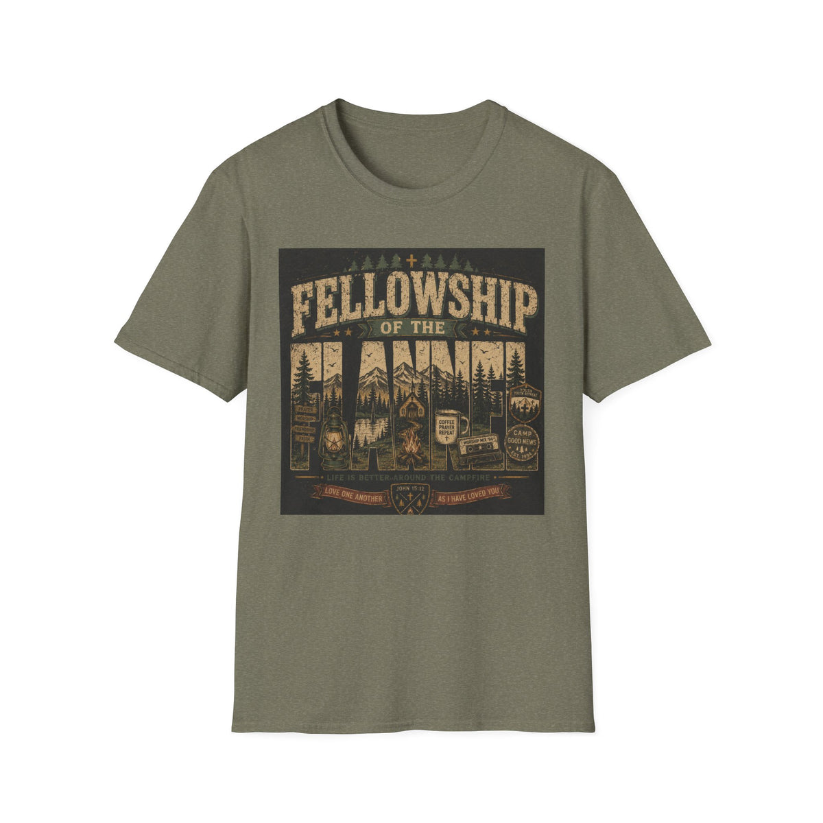 Fellowship of the Flannel T-Shirt — Vintage Outdoor Camping Tee