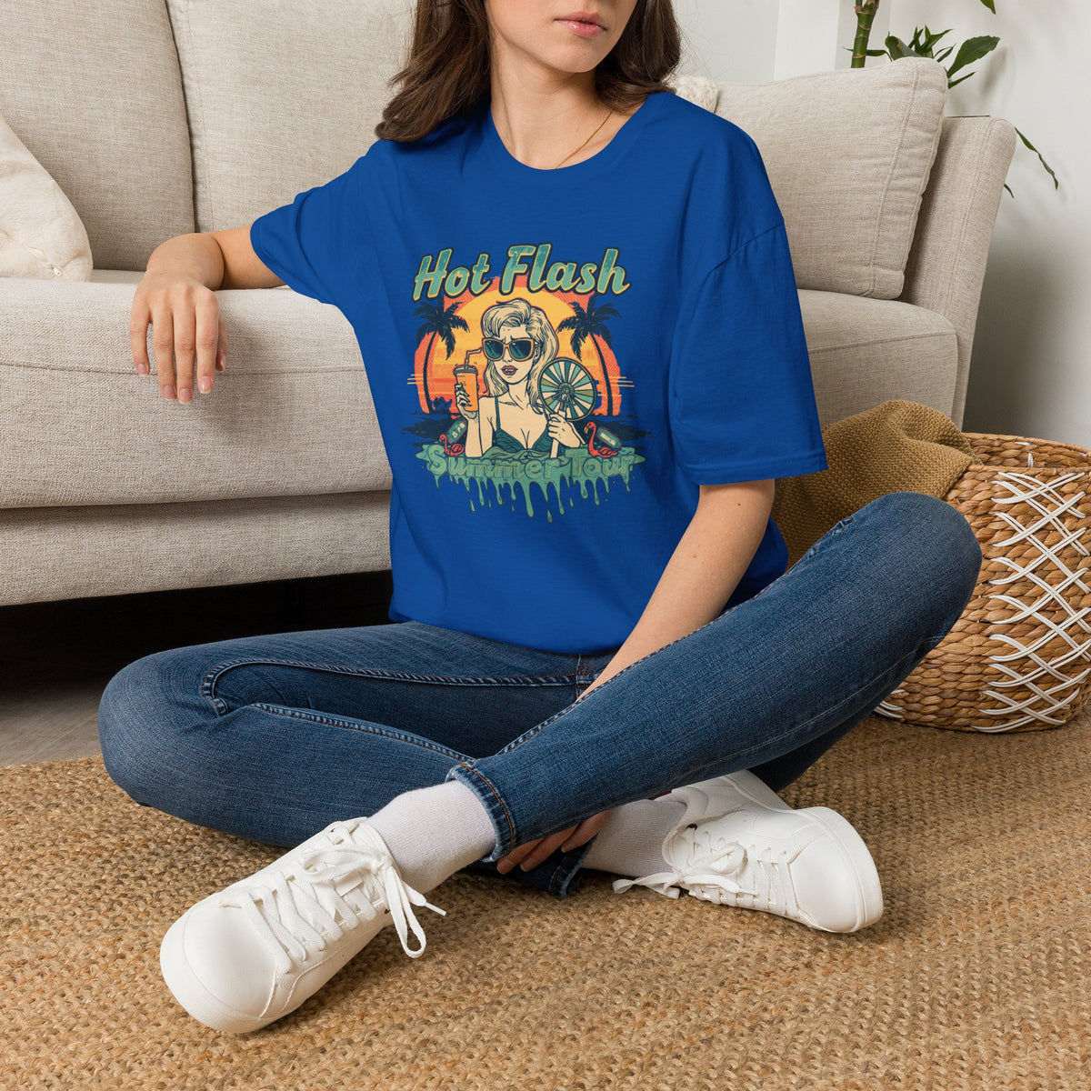 Hot Flash Summer Tour Retro Beach T-Shirt — Funny Menopause Graphic Tee