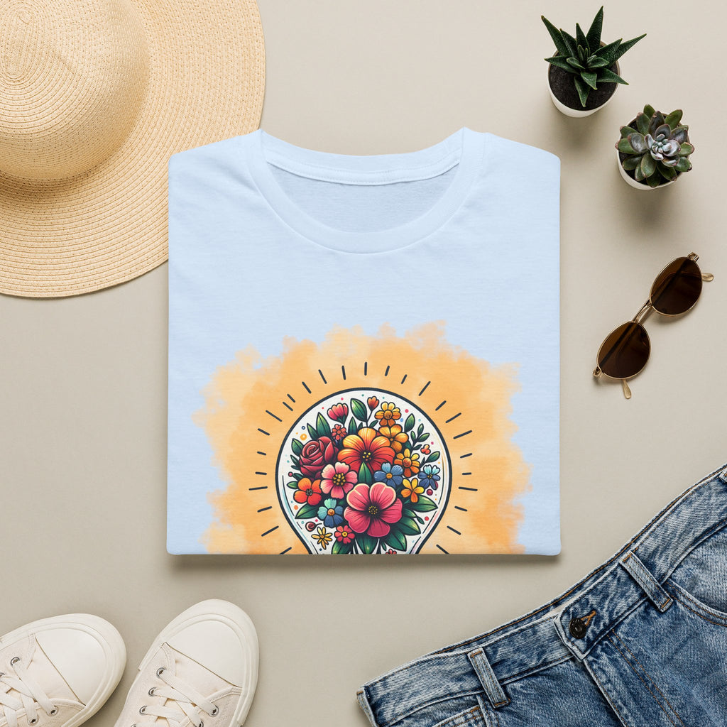Be The Light Graphic T-Shirt — Floral Lightbulb Inspirational Tee