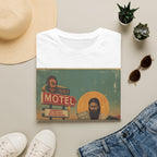 Desert Motel Graphic T‑Shirt — Vintage Roadside Jesus Art Tee
