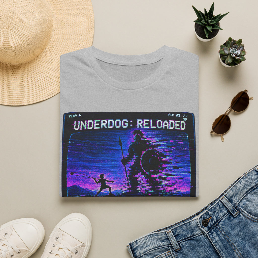 David vs Goliath Retro T-Shirt — "Underdog: Reloaded" Neon Graphic Tee