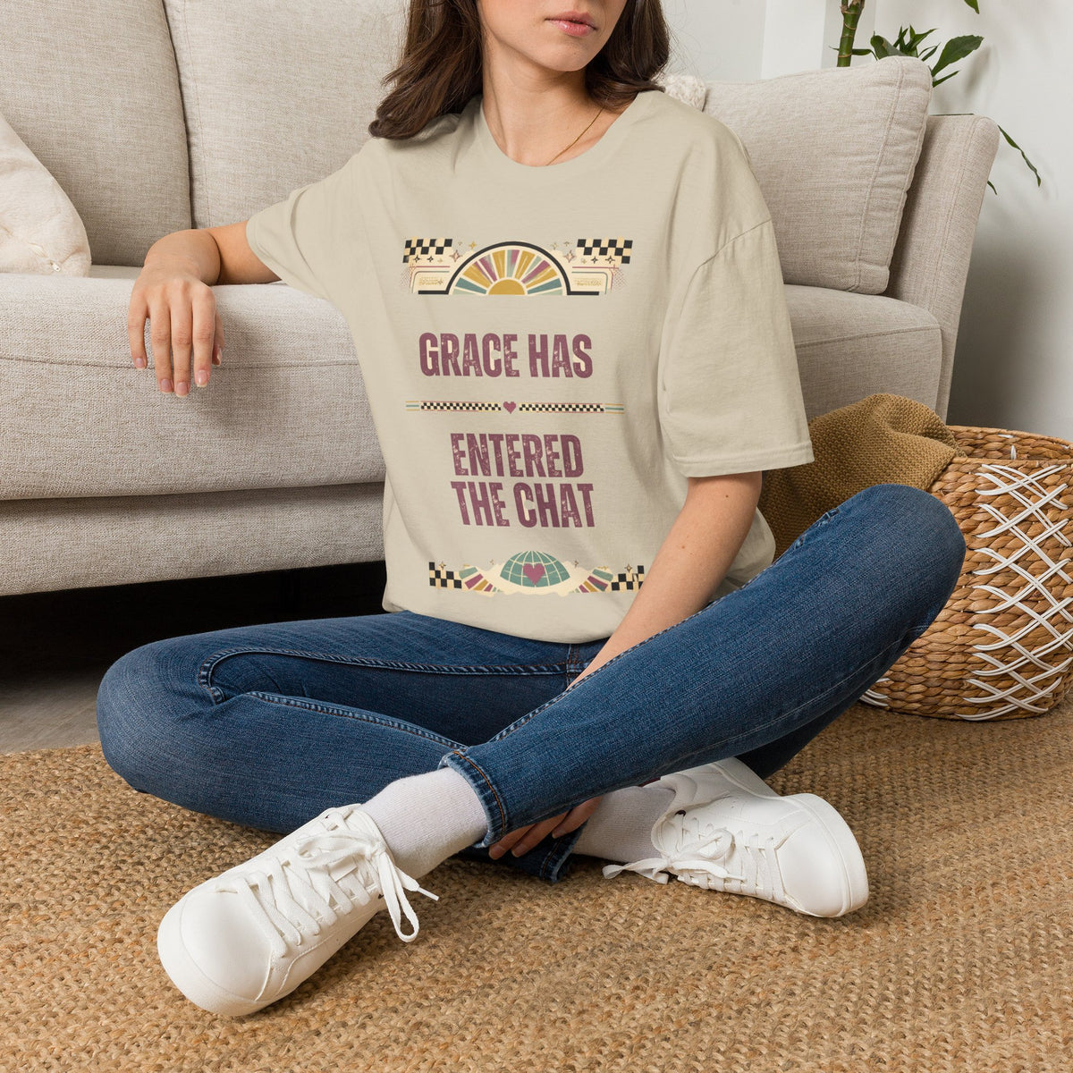 Grace Has Entered the Chat T-Shirt — Retro Boho Graphic Tee for Women
