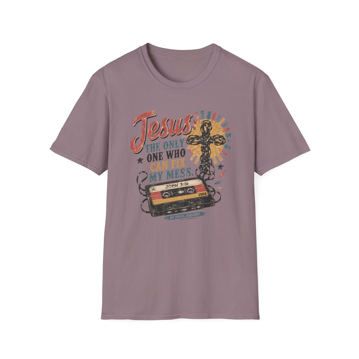 Jesus Can Fix My Mess T-Shirt — Retro Cassette Christian Tee