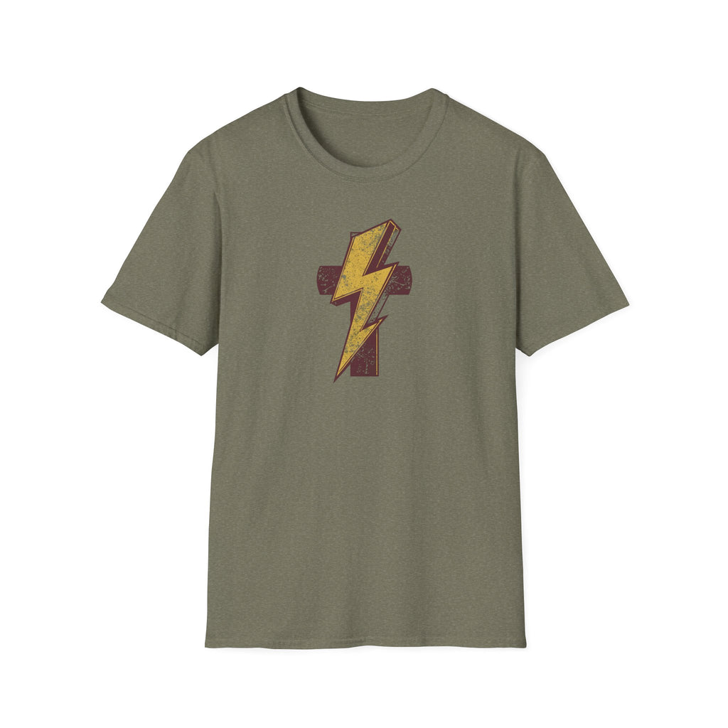 Vintage Lightning Bolt T-Shirt — Retro Distressed Yellow Bolt Tee