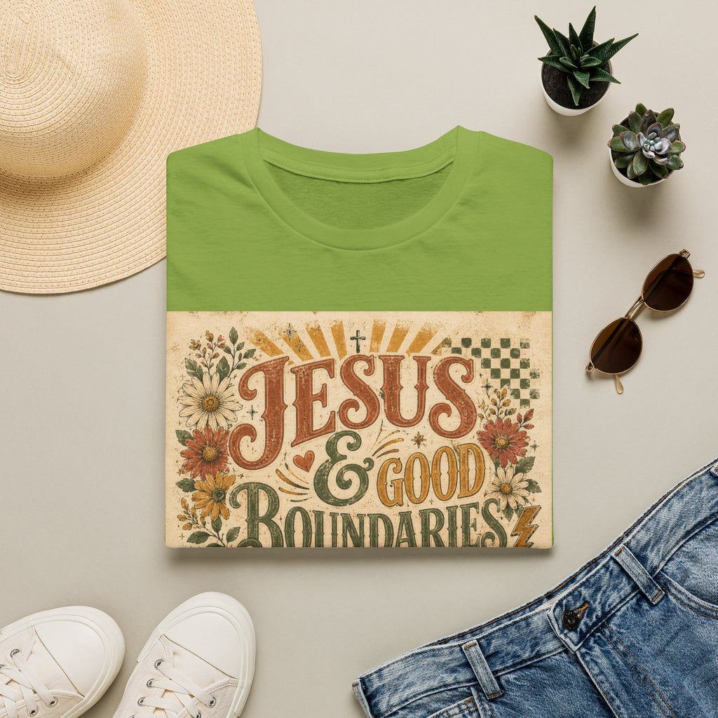 Jesus & Good Boundaries T-Shirt — Christian Faith Tee with Vintage Floral Design