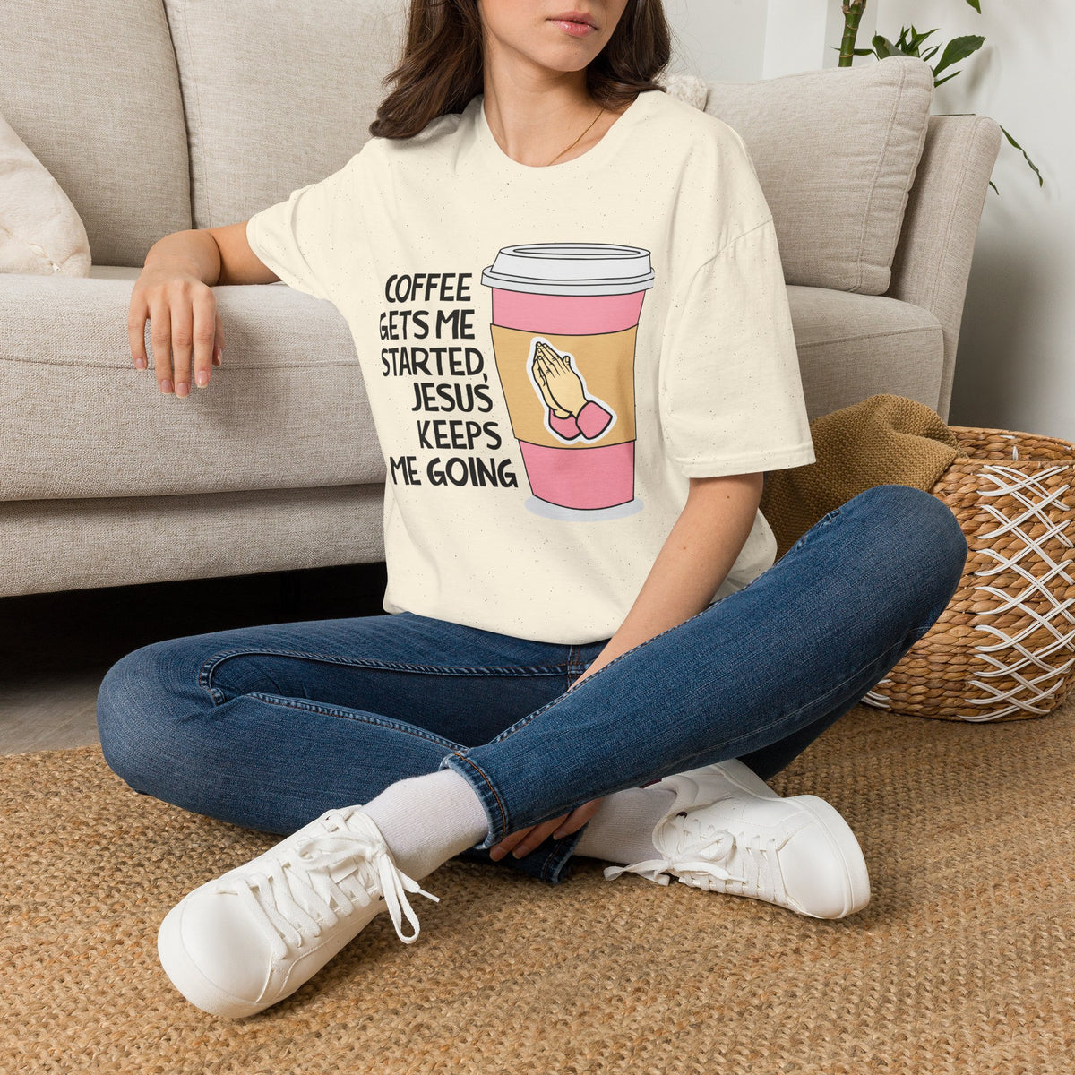 Coffee Gets Me Started, Jesus Keeps Me Going T-Shirt