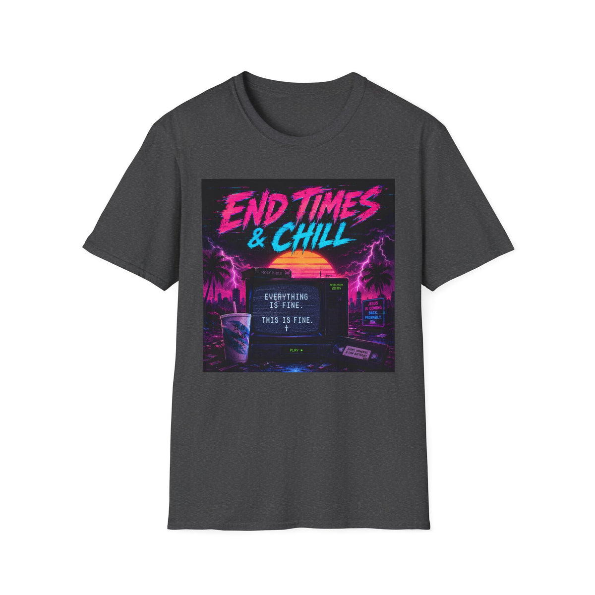 Retro 'End Times & Chill' T-Shirt — Vaporwave Sunset Tee