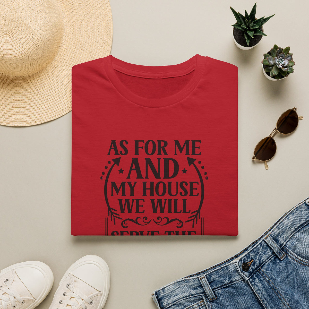 Christian Faith T-Shirt — "As For Me And My House We Will Serve The Lord" Scripture Tee