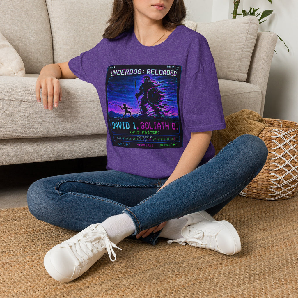 David vs Goliath Retro T-Shirt — "Underdog: Reloaded" Neon Graphic Tee