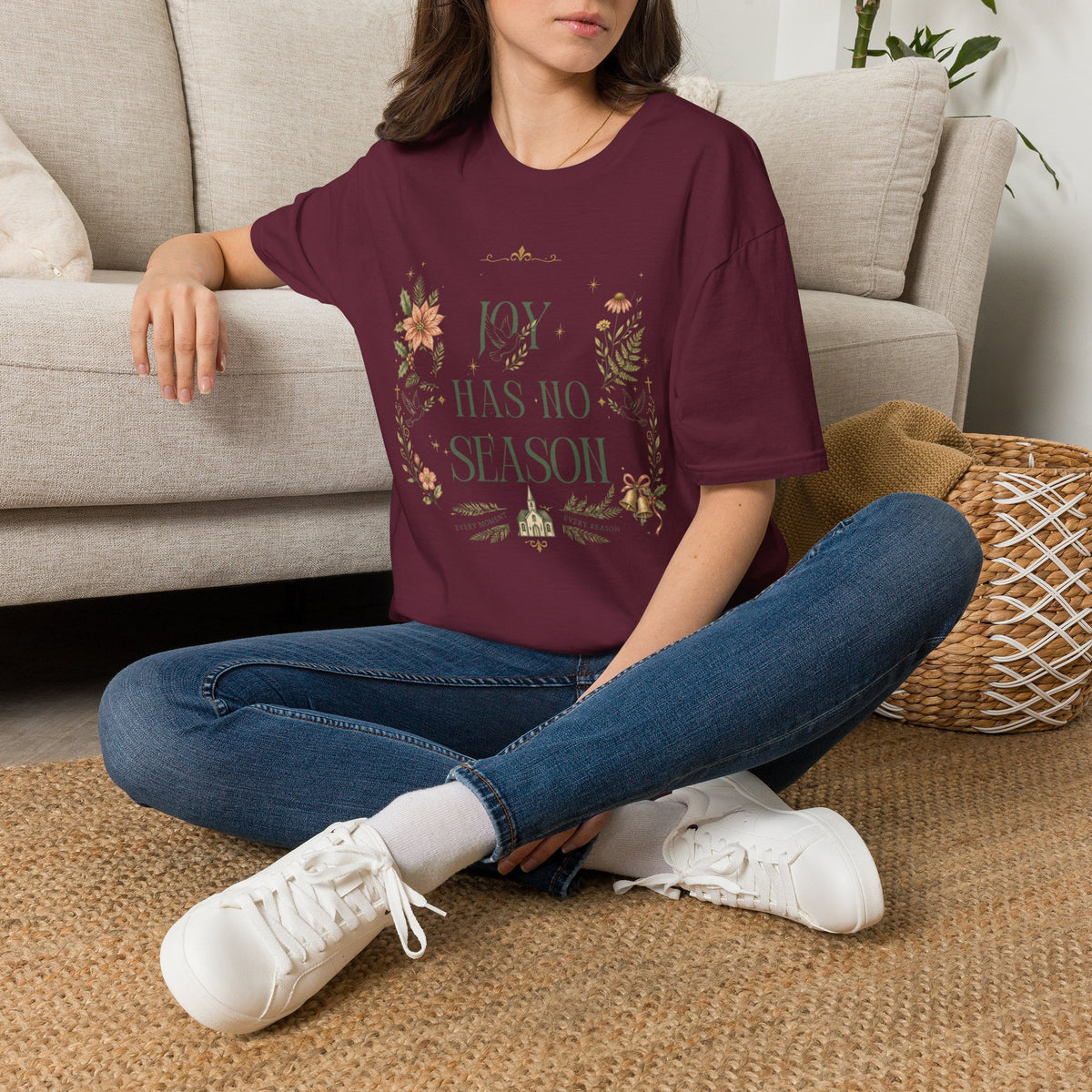 T-Shirt — “Joy Has No Season” Floral Graphic Tee